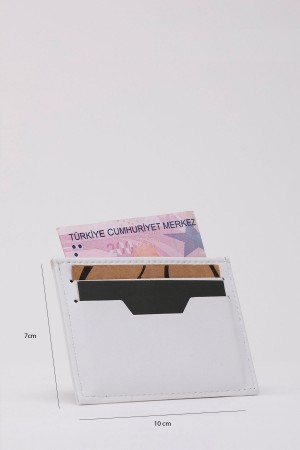 Beyaz Shk107 Suni Deri Ultra Slim 4 Kart ve Para Bölmeli Kartlık Unisex Cüzdan U:10 E:7 cm