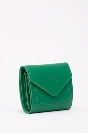 Çimen Yeşili SHK67 Suni Deri Bozuk Ve Kağıt Para Bölmeli Çıtçıtlı Kartlıklı Zarf Model Cepli Cüzdan