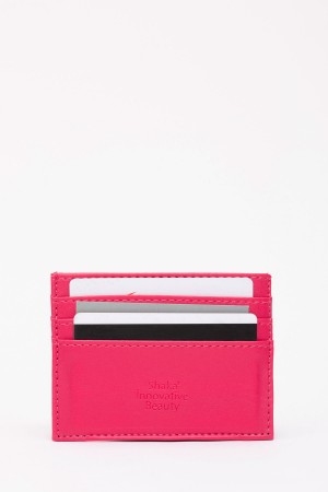 Fuşya SHK68 Unisex Suni Deri Süper İnce Model Kağıt Para Bölmeli Kredi Kartı Ve Kartvizitlik Kartlık Cüzdan