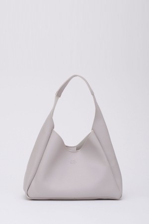 Gri SHK19 Çıtçıt Kapatmalı Suni Deri Fermuarlı Makyaj Çantalı El ve Omuz Çantası E:33 U:15 G:10 cm