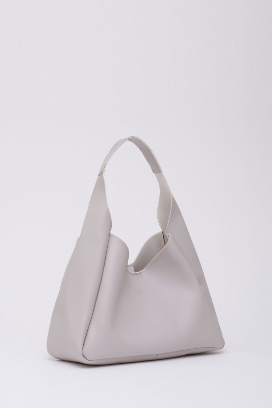 Gri SHK19 Çıtçıt Kapatmalı Suni Deri Fermuarlı Makyaj Çantalı El ve Omuz Çantası E:33 U:15 G:10 cm