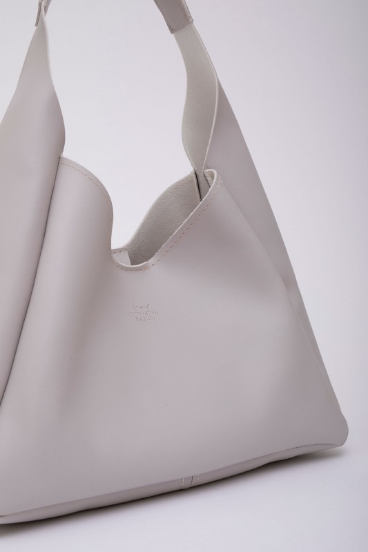 Gri SHK19 Çıtçıt Kapatmalı Suni Deri Fermuarlı Makyaj Çantalı El ve Omuz Çantası E:33 U:15 G:10 cm