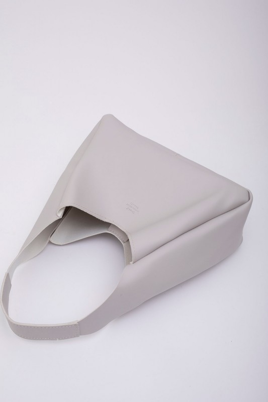 Gri SHK19 Çıtçıt Kapatmalı Suni Deri Fermuarlı Makyaj Çantalı El ve Omuz Çantası E:33 U:15 G:10 cm