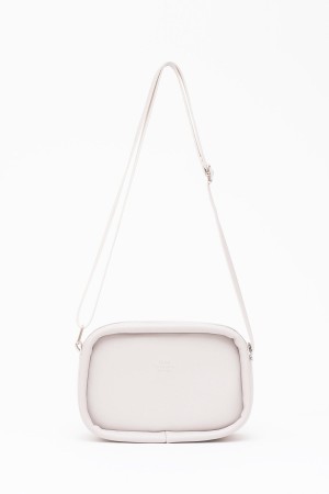 Gri Shk62 Tek Bölmeli Suni Deri Ayarlanabilir Askılı Fermuarlı Çapraz Omuz Çantası U:15 E:21 G:7 cm