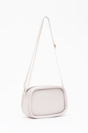 Gri Shk62 Tek Bölmeli Suni Deri Ayarlanabilir Askılı Fermuarlı Çapraz Omuz Çantası U:15 E:21 G:7 cm