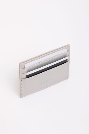 Gri SHK68 Unisex Suni Deri Süper İnce Model Kağıt Para Bölmeli Kredi Kartı Ve Kartvizitlik Kartlık Cüzdan