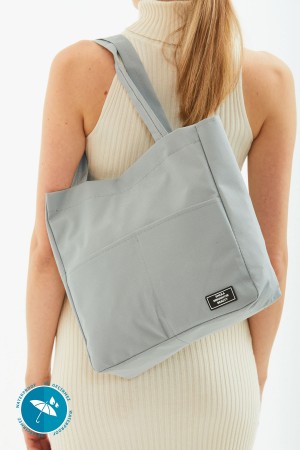 Gri U24 Çıtçıt Kapatmalı Ön 2 Cep Detaylı 4 Bölmeli Su Geçirmez Kadın Kol ve Omuz Çantası B:33 Cm E:33