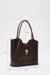 Kahve Rengi Shk126 Suni Deri Kilit Detaylı Makyaj Çantalı El,Kol ve Omuz Çantası U:27 E:37 G:12 cm
