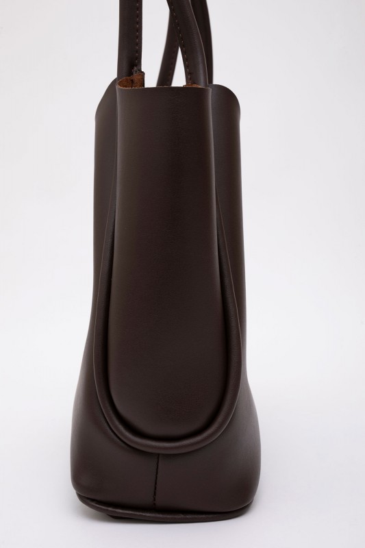 Kahve Rengi Shk126 Suni Deri Kilit Detaylı Makyaj Çantalı El,Kol ve Omuz Çantası U:27 E:37 G:12 cm