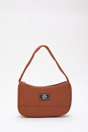 Kiremit U11 Tek Fermuar Bölmeli Günlük Spor Baget Kanvas Kumaş Kadın El Ve Omuz Çantası B:16 E: 26