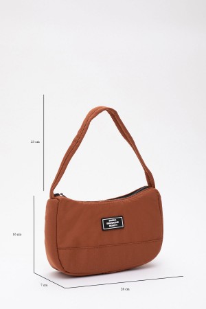 Kiremit U11 Tek Fermuar Bölmeli Günlük Spor Baget Kanvas Kumaş Kadın El Ve Omuz Çantası B:16 E: 26