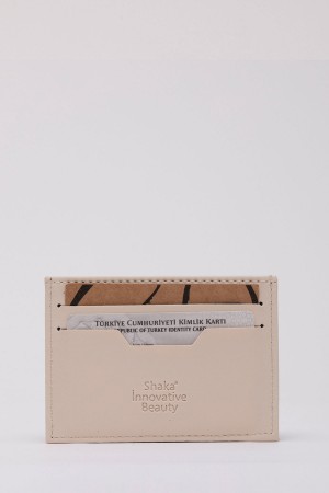 Krem Shk107 Suni Deri Ultra Slim 4 Kart ve Para Bölmeli Kartlık Unisex Cüzdan U:10 E:7 cm