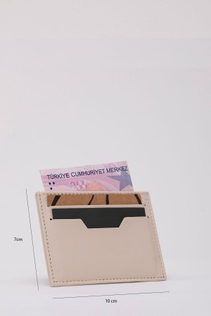 Krem Shk107 Suni Deri Ultra Slim 4 Kart ve Para Bölmeli Kartlık Unisex Cüzdan U:10 E:7 cm