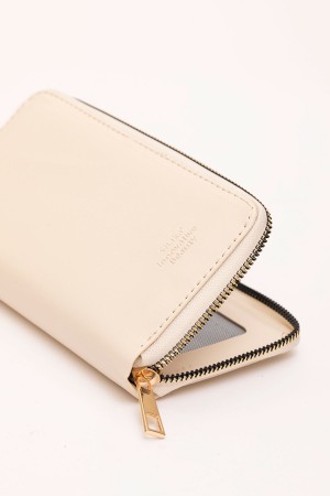 Krem SHK64 Çok Gözlü Telefon Ve Bozuk Para Bölmeli Kartlıklı Portföy Uzun Cüzdan