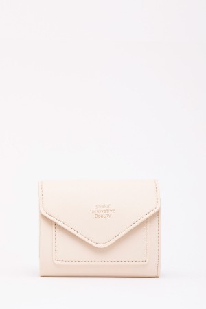 Krem SHK67 Suni Deri Bozuk Ve Kağıt Para Bölmeli Çıtçıtlı Kartlıklı Zarf Model Cepli Cüzdan