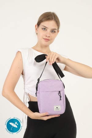 Lila U12 2 Bölmeli Fermuarlı Ayarlanabilir Çapraz Askılı Su Geçirmez Kadın Omuz Çantası B:20 En:18 G:6
