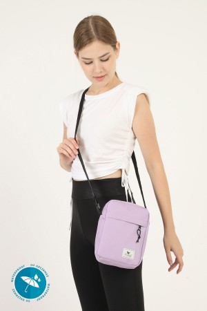 Lila U12 2 Bölmeli Fermuarlı Ayarlanabilir Çapraz Askılı Su Geçirmez Kadın Omuz Çantası B:20 En:18 G:6
