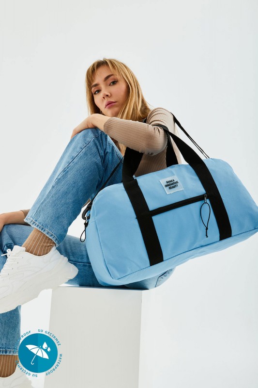 Mavi U33 Ön Cep Detaylı Ayarlanabilir Askılı Su Geçirmez Seyahat Fitness Ve Spor Çantası B:28 E:48 G15