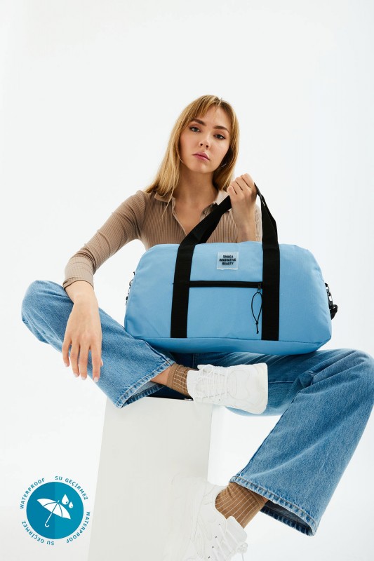 Mavi U33 Ön Cep Detaylı Ayarlanabilir Askılı Su Geçirmez Seyahat Fitness Ve Spor Çantası B:28 E:48 G15