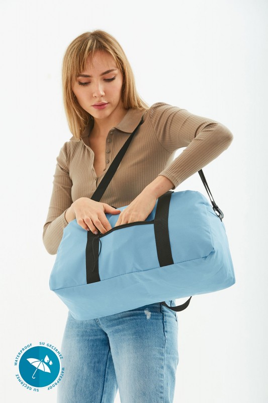 Mavi U33 Ön Cep Detaylı Ayarlanabilir Askılı Su Geçirmez Seyahat Fitness Ve Spor Çantası B:28 E:48 G15