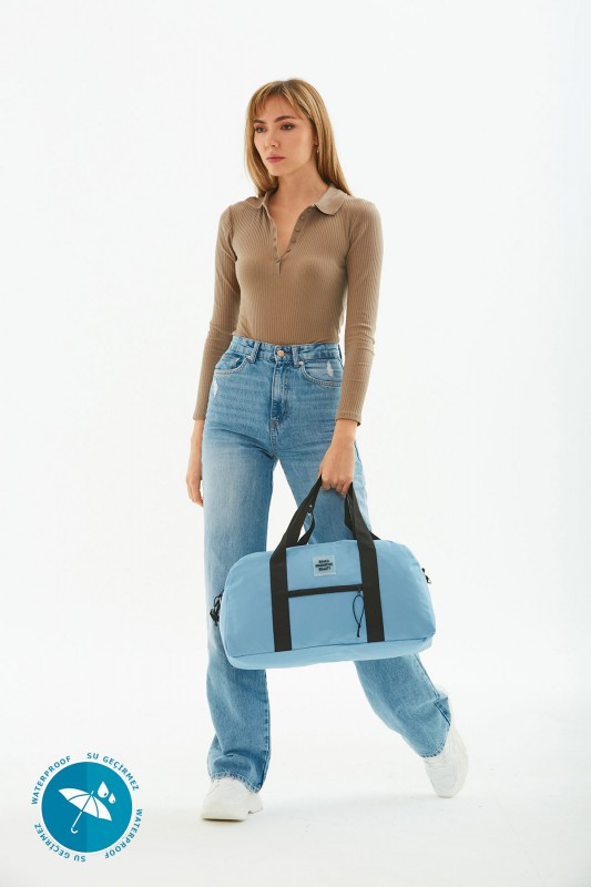 Mavi U33 Ön Cep Detaylı Ayarlanabilir Askılı Su Geçirmez Seyahat Fitness Ve Spor Çantası B:28 E:48 G15