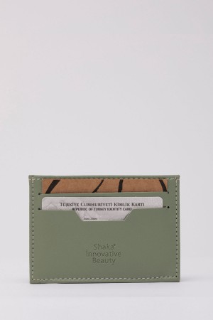 Mint Yeşil Shk107 Suni Deri Ultra Slim 4 Kart ve Para Bölmeli Kartlık Unisex Cüzdan U:10 E:7 cm