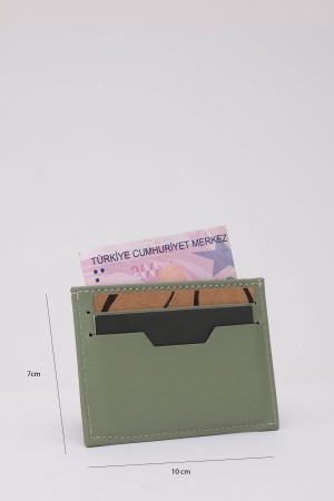 Mint Yeşil Shk107 Suni Deri Ultra Slim 4 Kart ve Para Bölmeli Kartlık Unisex Cüzdan U:10 E:7 cm
