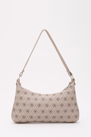 Monogram Baskılı Vizon Shk146 Suni Deri Astarlı Fermuarlı El ve Kol Çantası U:17 E:27 G:4 cm