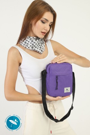 Mor U12 2 Bölmeli Fermuarlı Ayarlanabilir Çapraz Askılı Su Geçirmez Kadın Omuz Çantası B:20 En:18 G:6