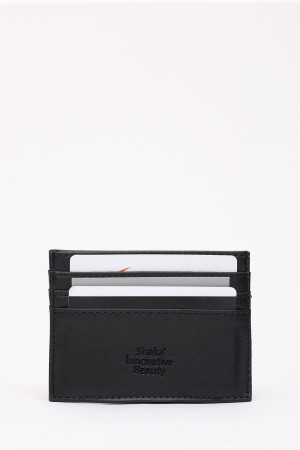Siyah SHK68 Unisex Suni Deri Süper İnce Model Kağıt Para Bölmeli Kredi Kartı Ve Kartvizitlik Kartlık Cüzdan