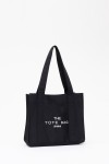 Siyah U45 Çıt Çıt Kapatmalı The Tote Bag İşlemeli Kanvas Kumaş Günlük Kadın Kol ve Omuz Çantası 25x30
