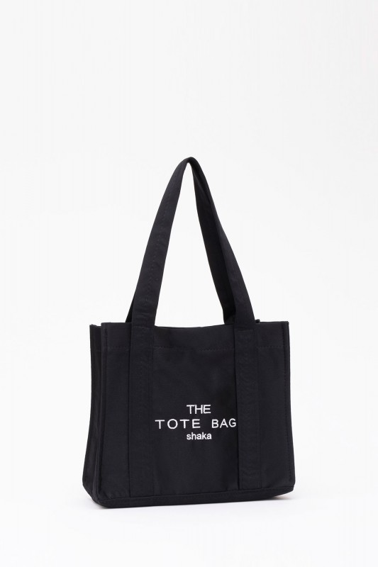 Siyah U45 Çıt Çıt Kapatmalı The Tote Bag İşlemeli Kanvas Kumaş Günlük Kadın Kol ve Omuz Çantası 25x30