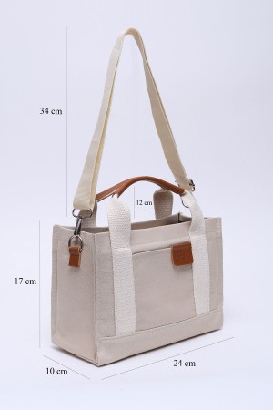 Vizon Shk138 2 Bölmeli Kanvas Kumaş Ayarlanabilir Askılı Fermuarlı El, Kol ve Omuz Çantası U:17 G:24 E:10 cm